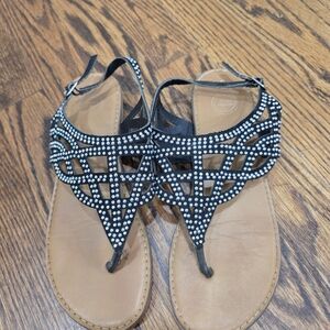 Wonder Nation Black Rhinestone Sandals